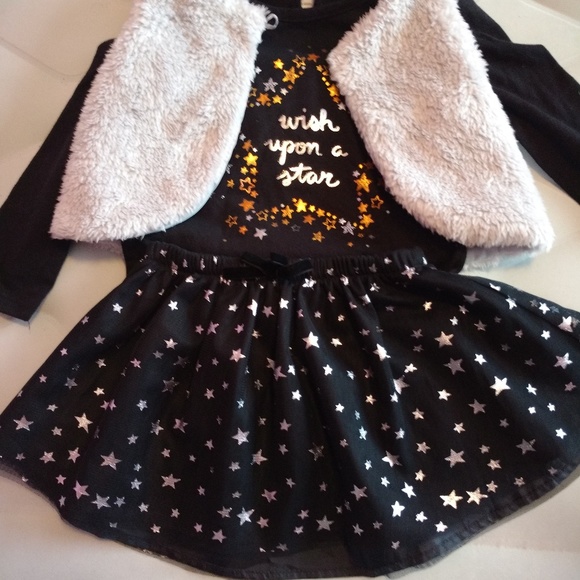 GIRLS - 3pc set 24m NWT TOUGHSKINS top, tulle tutu, plush vest, stars, Halloween - Picture 7 of 7